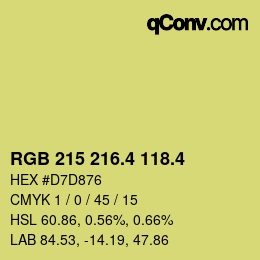 カラーコード: RGB 215 216.4 118.4 | qconv.com