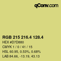 カラーコード: RGB 215 216.4 128.4 | qconv.com