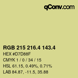 カラーコード: RGB 215 216.4 143.4 | qconv.com