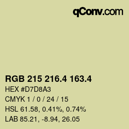 カラーコード: RGB 215 216.4 163.4 | qconv.com