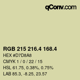 カラーコード: RGB 215 216.4 168.4 | qconv.com