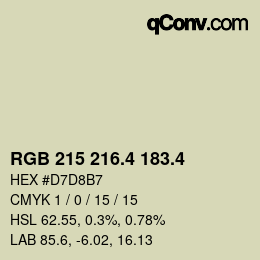カラーコード: RGB 215 216.4 183.4 | qconv.com