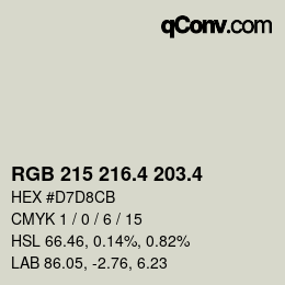 カラーコード: RGB 215 216.4 203.4 | qconv.com