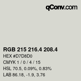 カラーコード: RGB 215 216.4 208.4 | qconv.com