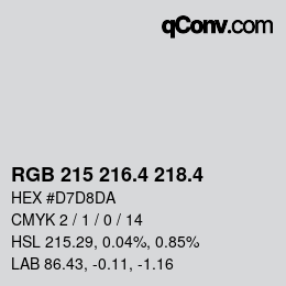 カラーコード: RGB 215 216.4 218.4 | qconv.com