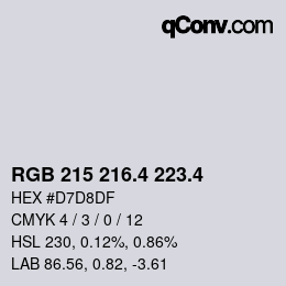 カラーコード: RGB 215 216.4 223.4 | qconv.com