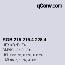 カラーコード: RGB 215 216.4 228.4 | qconv.com