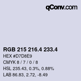 カラーコード: RGB 215 216.4 233.4 | qconv.com