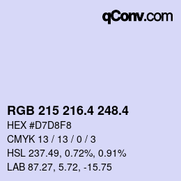 カラーコード: RGB 215 216.4 248.4 | qconv.com