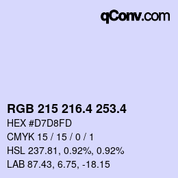 カラーコード: RGB 215 216.4 253.4 | qconv.com