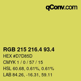 カラーコード: RGB 215 216.4 93.4 | qconv.com