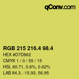 カラーコード: RGB 215 216.4 98.4 | qconv.com