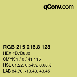 カラーコード: RGB 215 216.8 128 | qconv.com