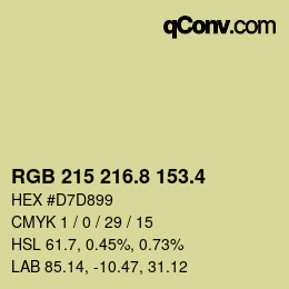 カラーコード: RGB 215 216.8 153.4 | qconv.com