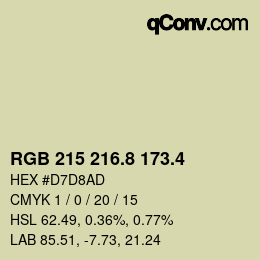 カラーコード: RGB 215 216.8 173.4 | qconv.com