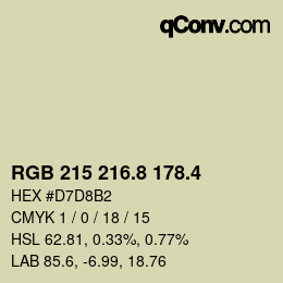 カラーコード: RGB 215 216.8 178.4 | qconv.com
