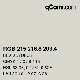 カラーコード: RGB 215 216.8 203.4 | qconv.com