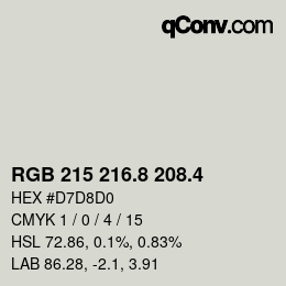 カラーコード: RGB 215 216.8 208.4 | qconv.com