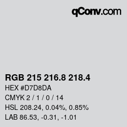 カラーコード: RGB 215 216.8 218.4 | qconv.com