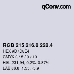 カラーコード: RGB 215 216.8 228.4 | qconv.com