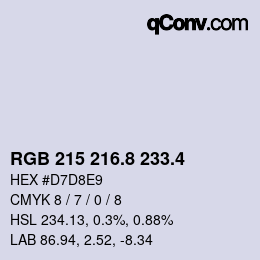 カラーコード: RGB 215 216.8 233.4 | qconv.com