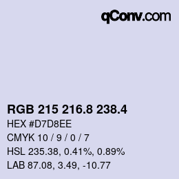 カラーコード: RGB 215 216.8 238.4 | qconv.com