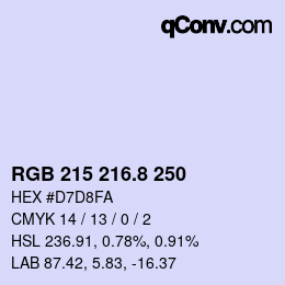 カラーコード: RGB 215 216.8 250 | qconv.com