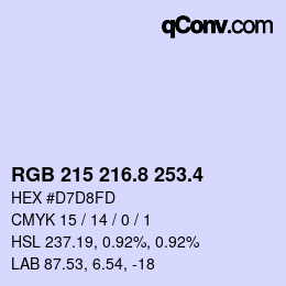 カラーコード: RGB 215 216.8 253.4 | qconv.com