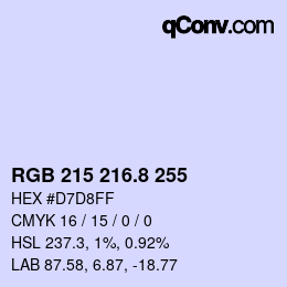 カラーコード: RGB 215 216.8 255 | qconv.com