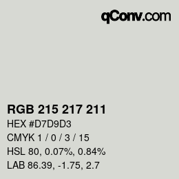 Color code: RGB 215 217 211 | qconv.com