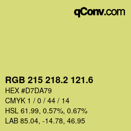 カラーコード: RGB 215 218.2 121.6 | qconv.com