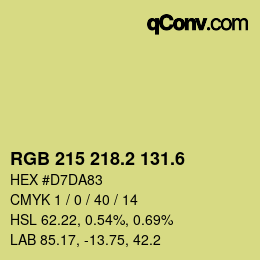 カラーコード: RGB 215 218.2 131.6 | qconv.com