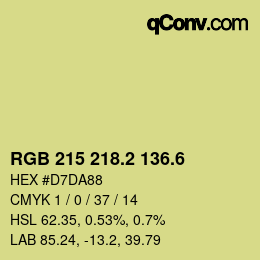 カラーコード: RGB 215 218.2 136.6 | qconv.com