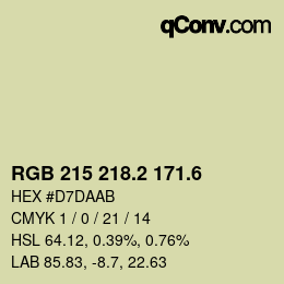 カラーコード: RGB 215 218.2 171.6 | qconv.com