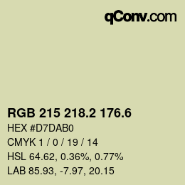 カラーコード: RGB 215 218.2 176.6 | qconv.com