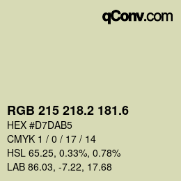 カラーコード: RGB 215 218.2 181.6 | qconv.com