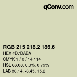 カラーコード: RGB 215 218.2 186.6 | qconv.com