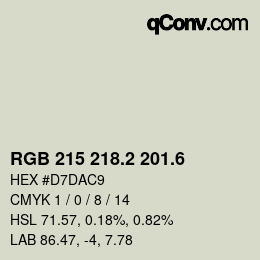 カラーコード: RGB 215 218.2 201.6 | qconv.com