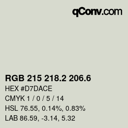 カラーコード: RGB 215 218.2 206.6 | qconv.com