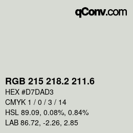カラーコード: RGB 215 218.2 211.6 | qconv.com