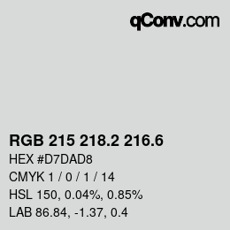 カラーコード: RGB 215 218.2 216.6 | qconv.com
