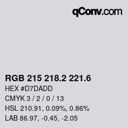 カラーコード: RGB 215 218.2 221.6 | qconv.com