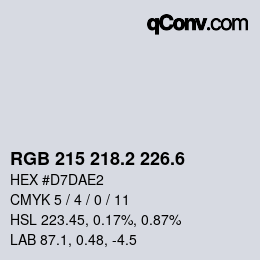 カラーコード: RGB 215 218.2 226.6 | qconv.com