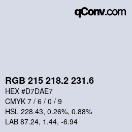 カラーコード: RGB 215 218.2 231.6 | qconv.com
