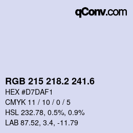 カラーコード: RGB 215 218.2 241.6 | qconv.com