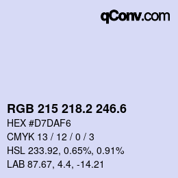 カラーコード: RGB 215 218.2 246.6 | qconv.com