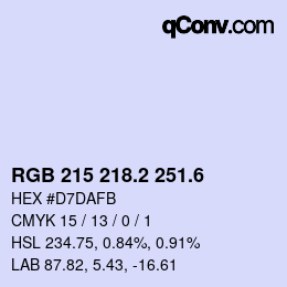 カラーコード: RGB 215 218.2 251.6 | qconv.com