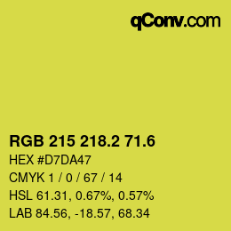 カラーコード: RGB 215 218.2 71.6 | qconv.com