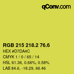 カラーコード: RGB 215 218.2 76.6 | qconv.com
