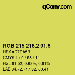 カラーコード: RGB 215 218.2 91.6 | qconv.com